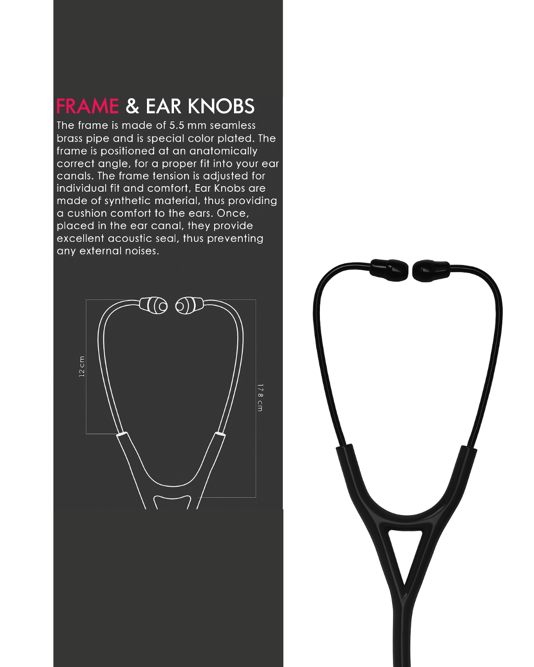 PROSTETH ELITE I SS Stainless Steel Stethoscope - Chrome Edition + Free Thermometer - Black Colour