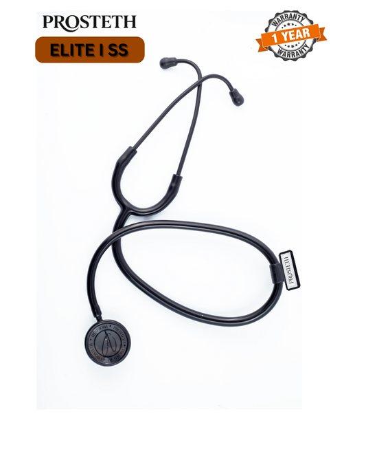 PROSTETH ELITE I SS Stainless Steel Stethoscope - Black Edition + Free Thermometer