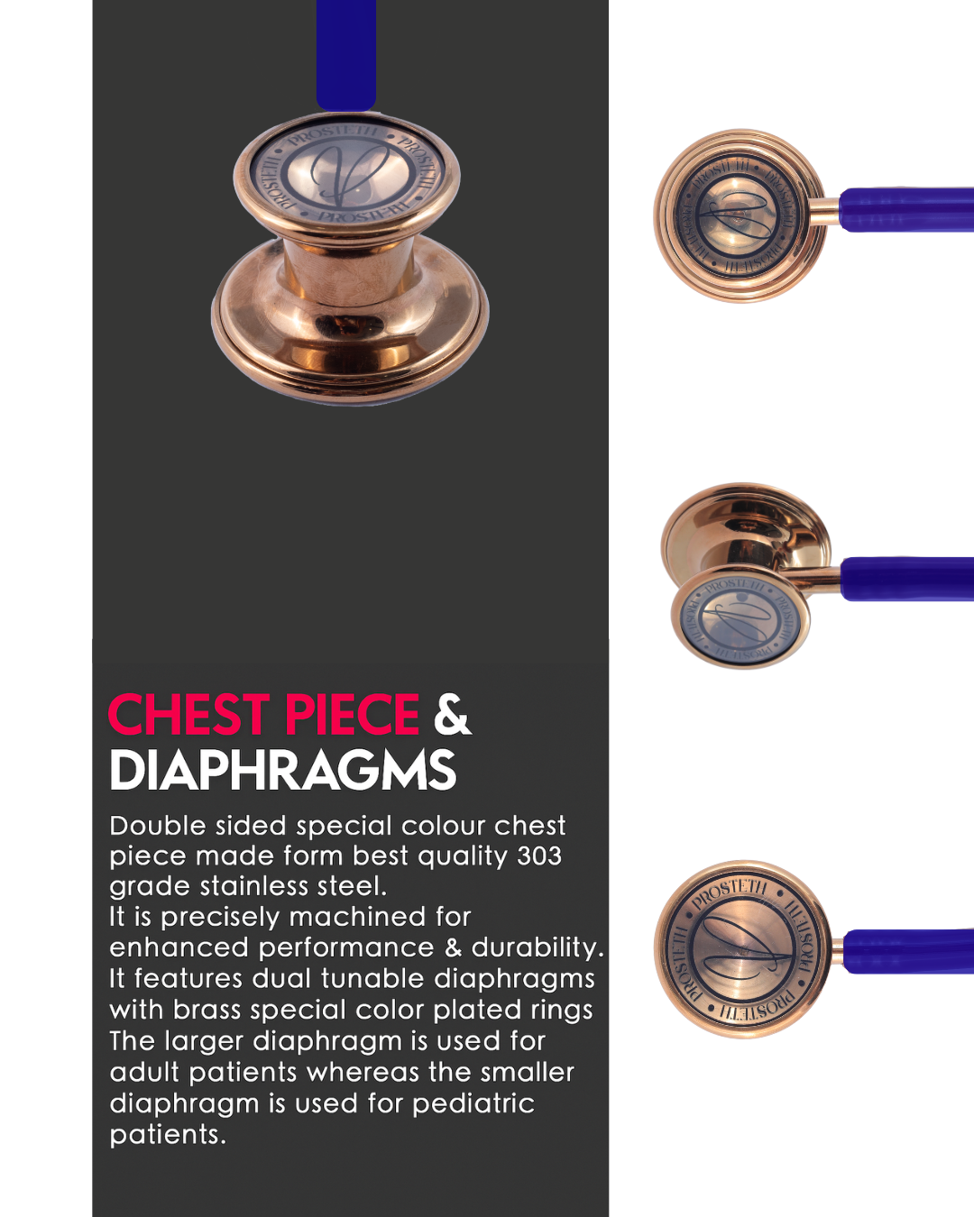 PROSTETH ELITE I SS Stainless Steel Stethoscope - Rose Gold