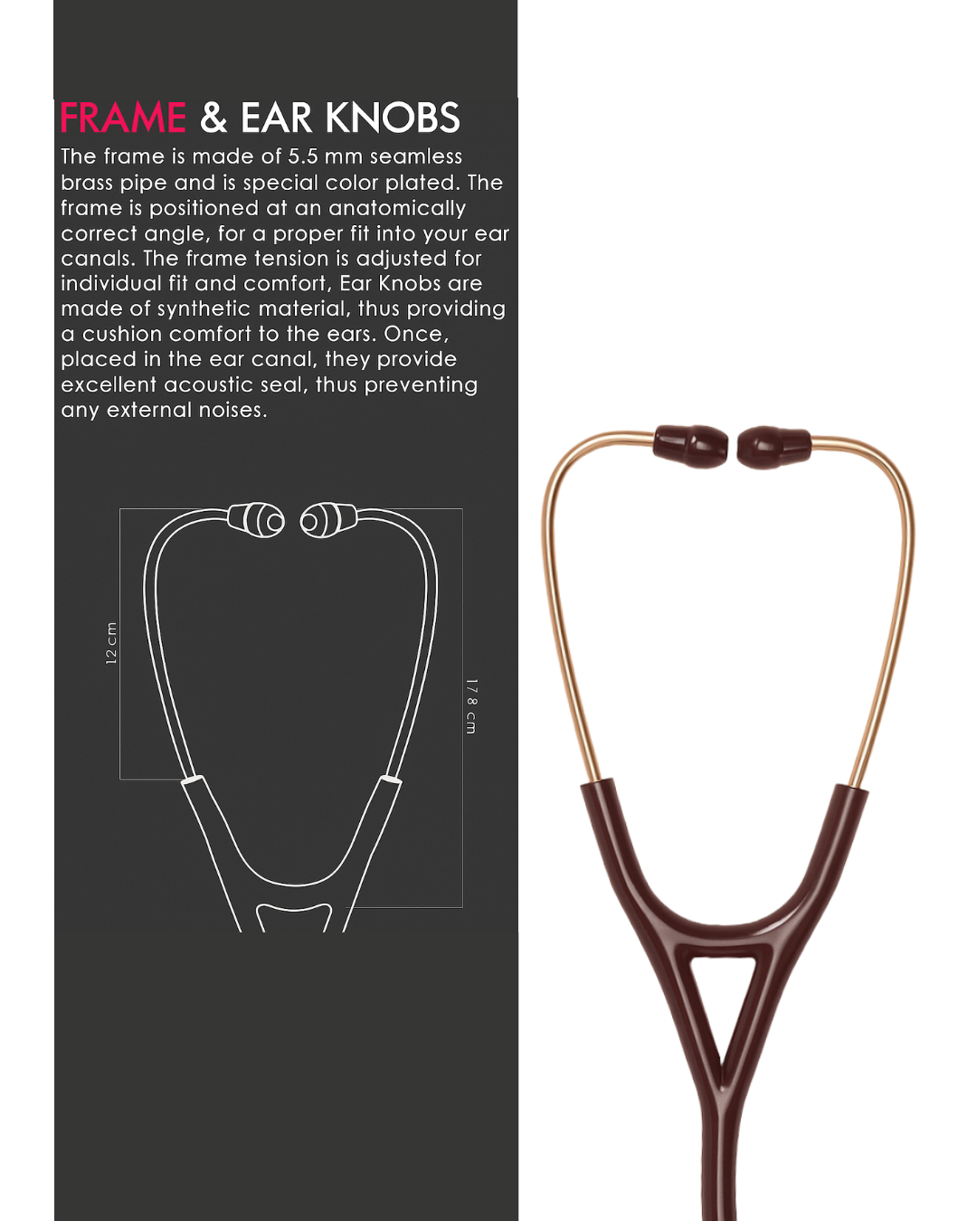 Elite I Cardio Stethoscope in Rose Gold with White Background