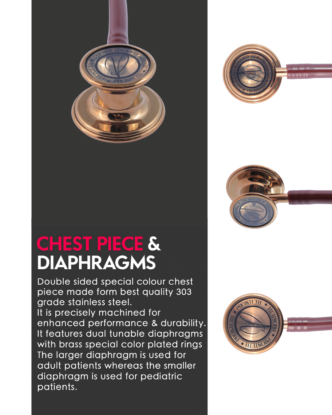 Elite I Cardio Stethoscope in Rose Gold with White Background