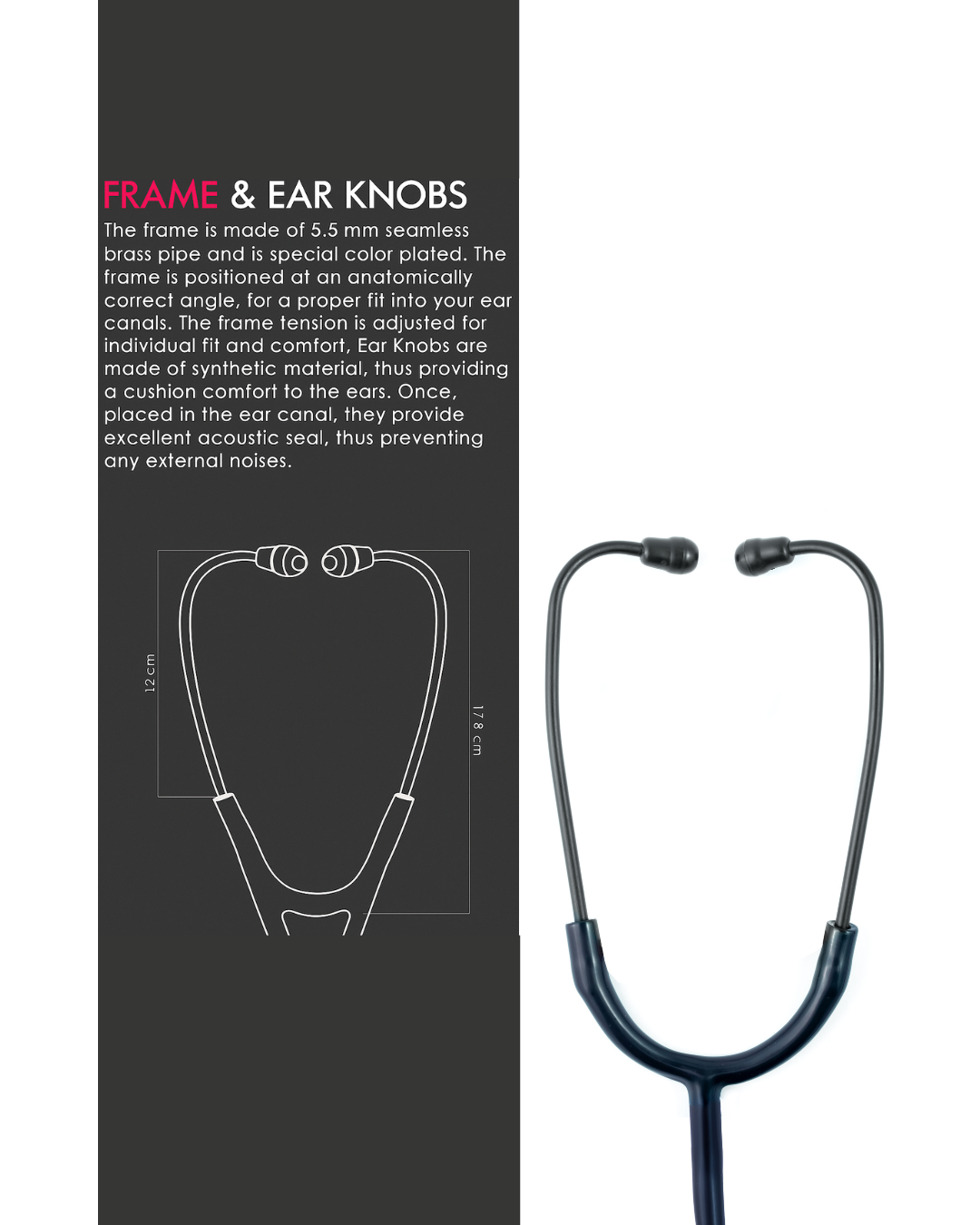 PROSTETH ELITE I SS Stainless Steel Stethoscope - Black Edition + Free Thermometer