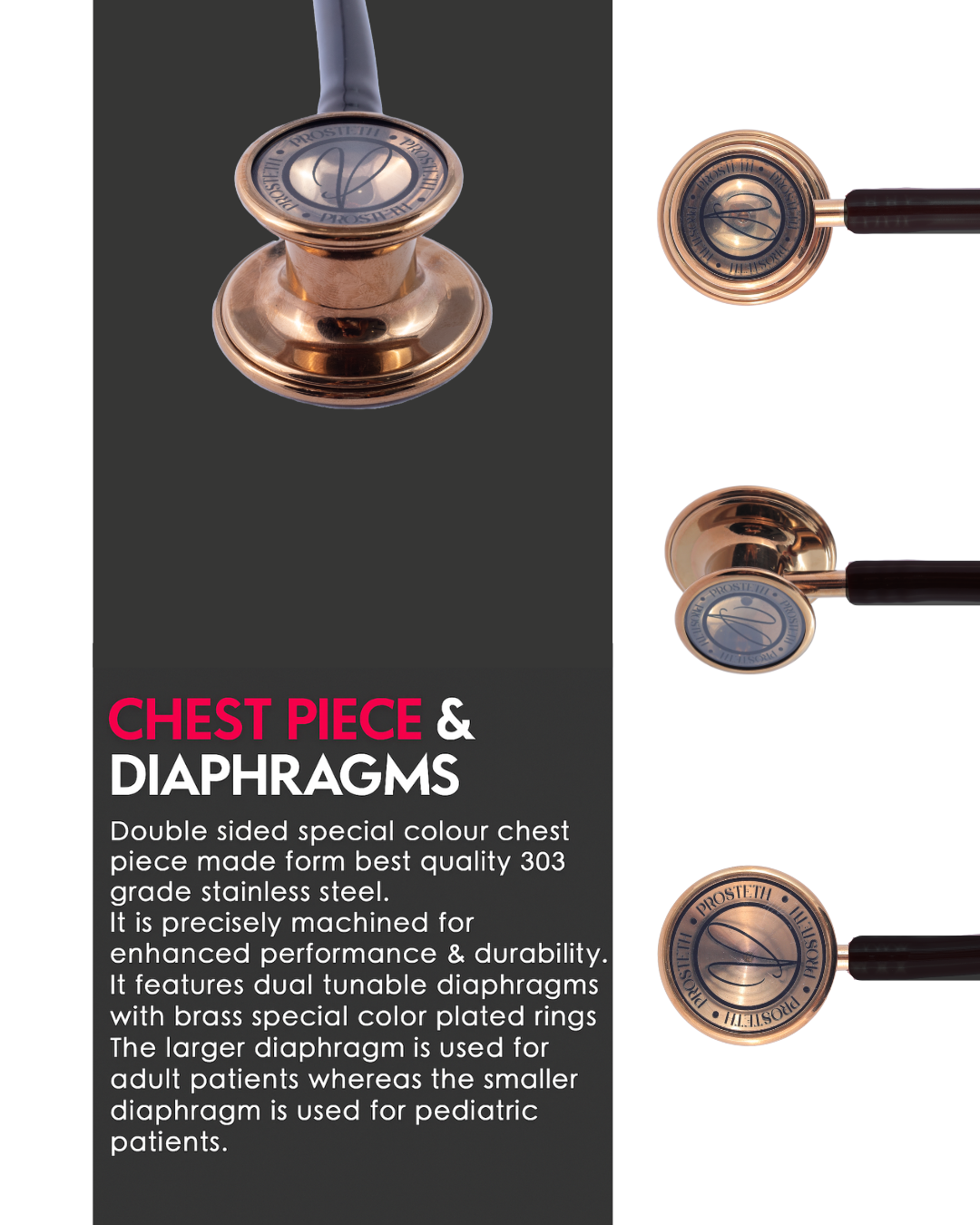 PROSTETH ELITE I SS Stainless Steel Stethoscope - Rose Gold