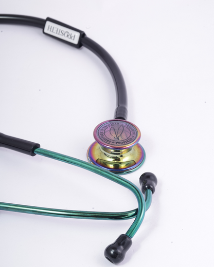 PROSTETH ELITE I SS Stainless Steel Stethoscope - Phoenix Edition + Free Thermometer - Black Colour