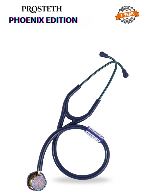 PROSTETH ELITE I SS Stainless Steel Stethoscope - Phoenix Edition + Free Thermometer - Blue Colour