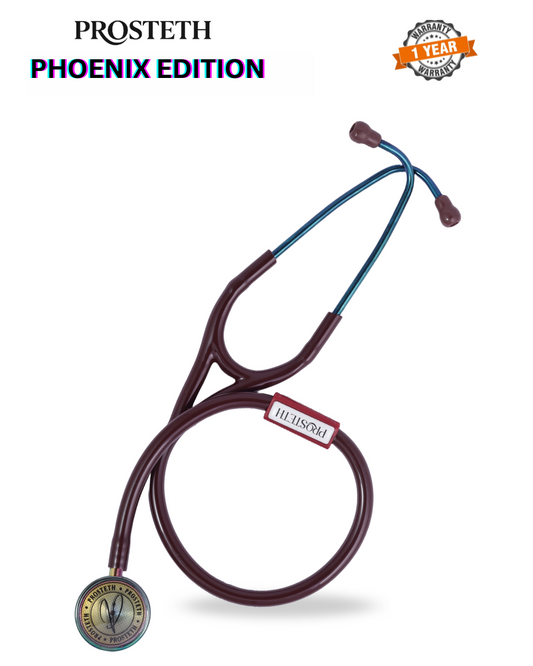 PROSTETH ELITE I SS Stainless Steel Stethoscope - Phoenix Edition + Free Thermometer - Brown Colour