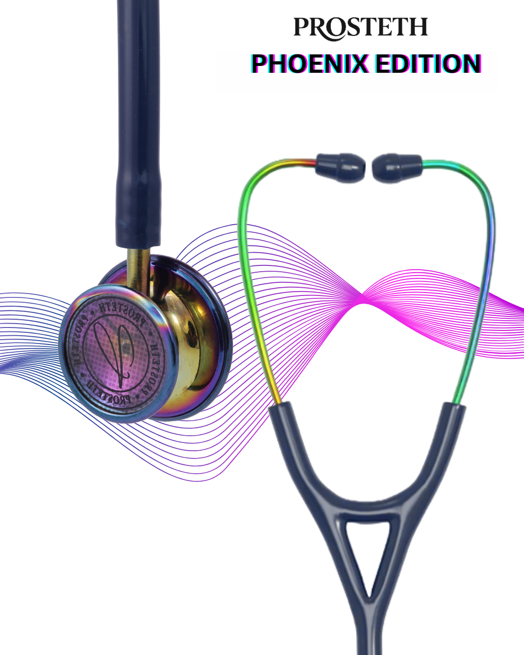 PROSTETH ELITE I SS Stainless Steel Stethoscope - Phoenix Edition + Free Thermometer - Blue Colour