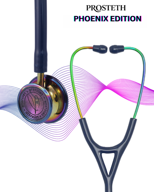 PROSTETH ELITE I SS Stainless Steel Stethoscope - Phoenix Edition + Free Thermometer - Blue Colour