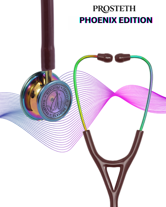 PROSTETH ELITE I SS Stainless Steel Stethoscope - Phoenix Edition + Free Thermometer - Brown Colour