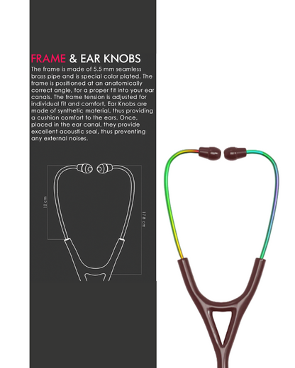 PROSTETH ELITE I SS Stainless Steel Stethoscope - Phoenix Edition + Free Thermometer - Brown Colour