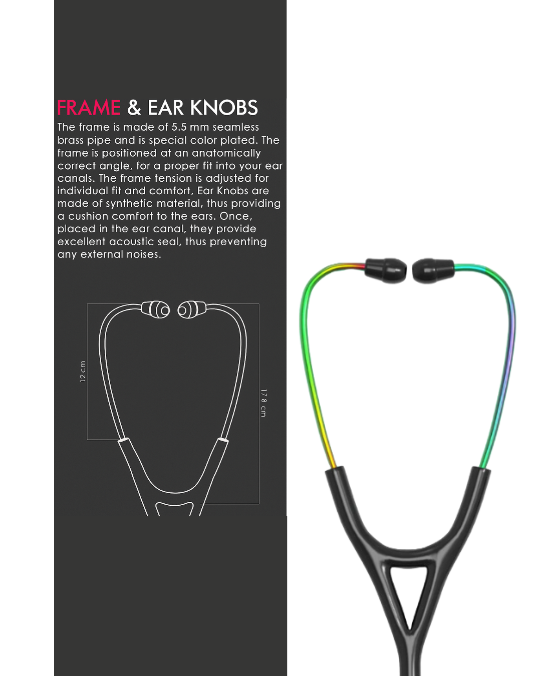 PROSTETH ELITE I SS Stainless Steel Stethoscope - Phoenix Edition + Free Thermometer - Black Colour