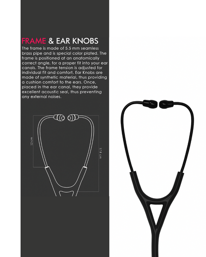 PROSTETH ELITE I SS Stainless Steel Stethoscope - Chrome Edition + Free Thermometer - Black Colour