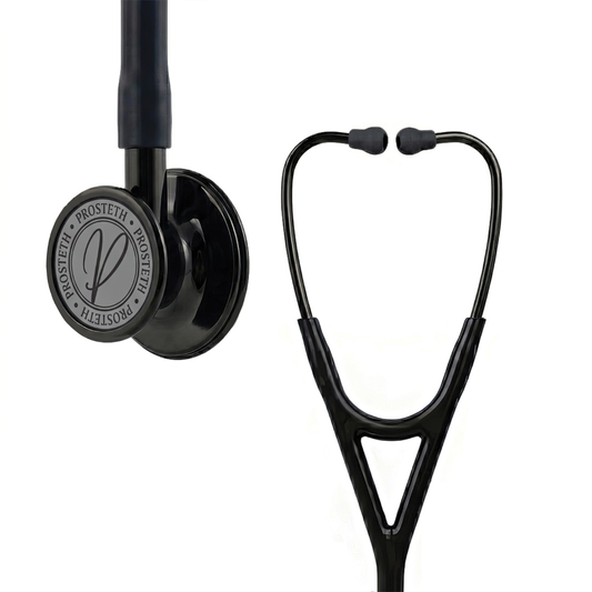 PROSTETH ELITE I SS Stainless Steel Stethoscope - Chrome Edition + Free Thermometer - Black Colour
