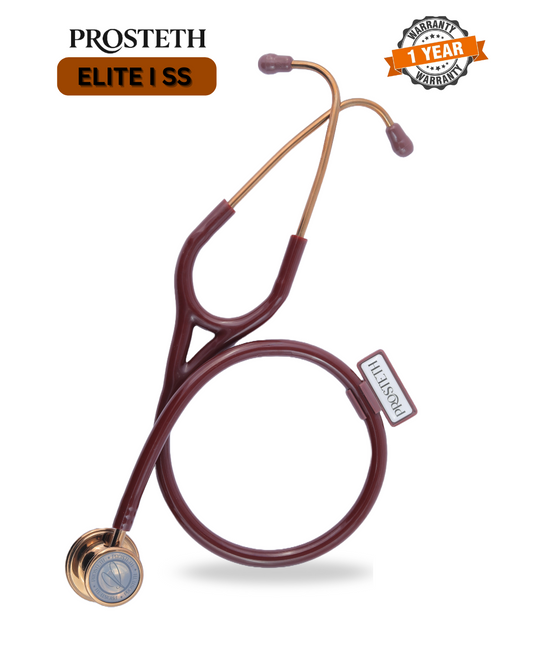 Elite I Cardio Stethoscope in Rose Gold with White Background
