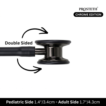 PROSTETH ELITE I SS Stainless Steel Stethoscope - Chrome Edition + Free Thermometer - Black Colour