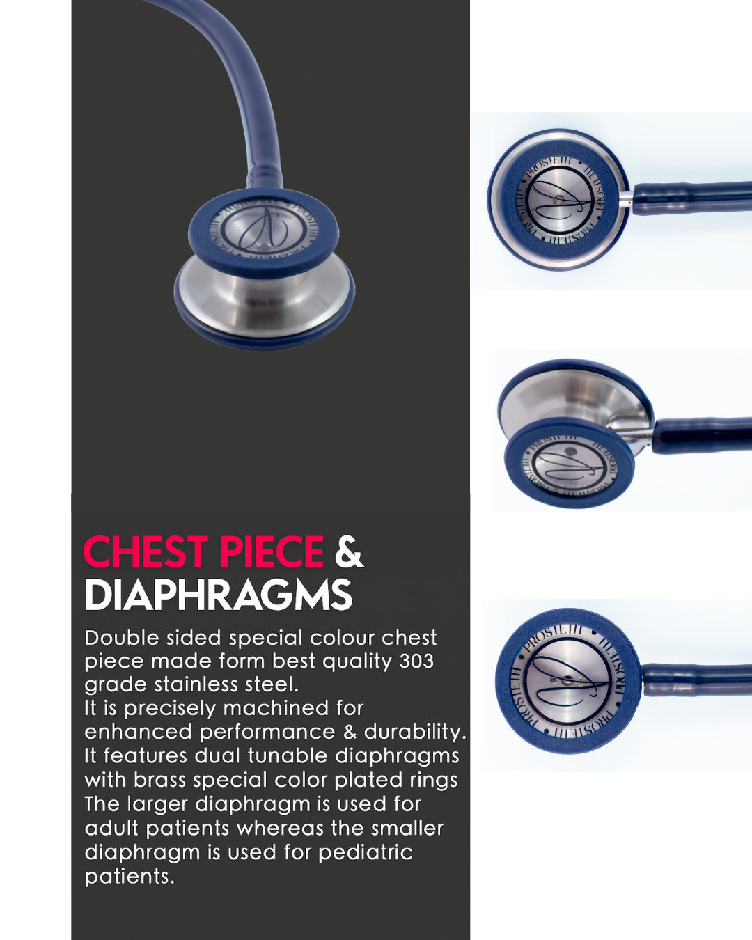PROSTETH ELITE I PRO CARDIO SS Stainless Steel Stethoscope + Free Thermometer