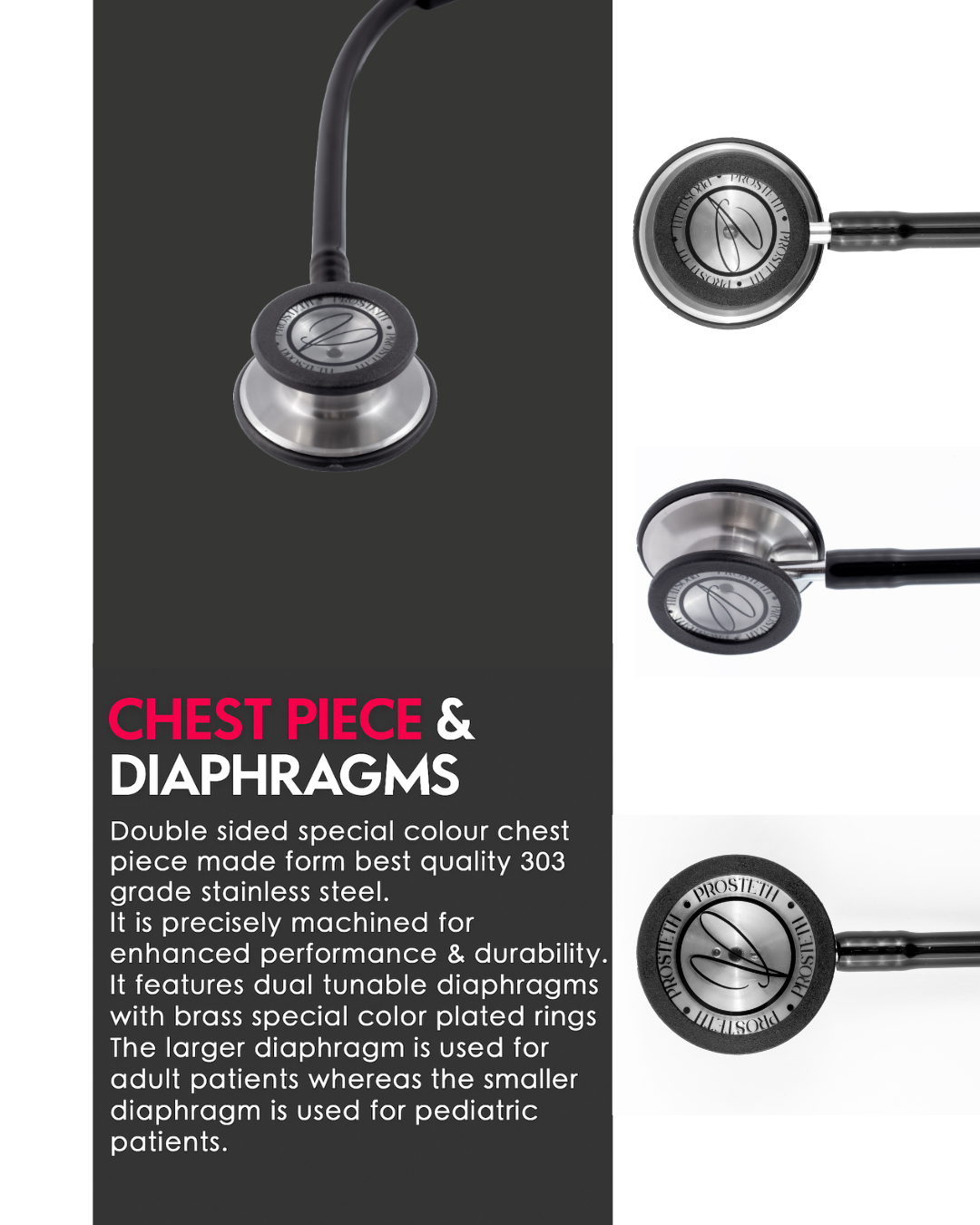 PROSTETH ELITE I PRO CARDIO SS Stainless Steel Stethoscope + Free Thermometer