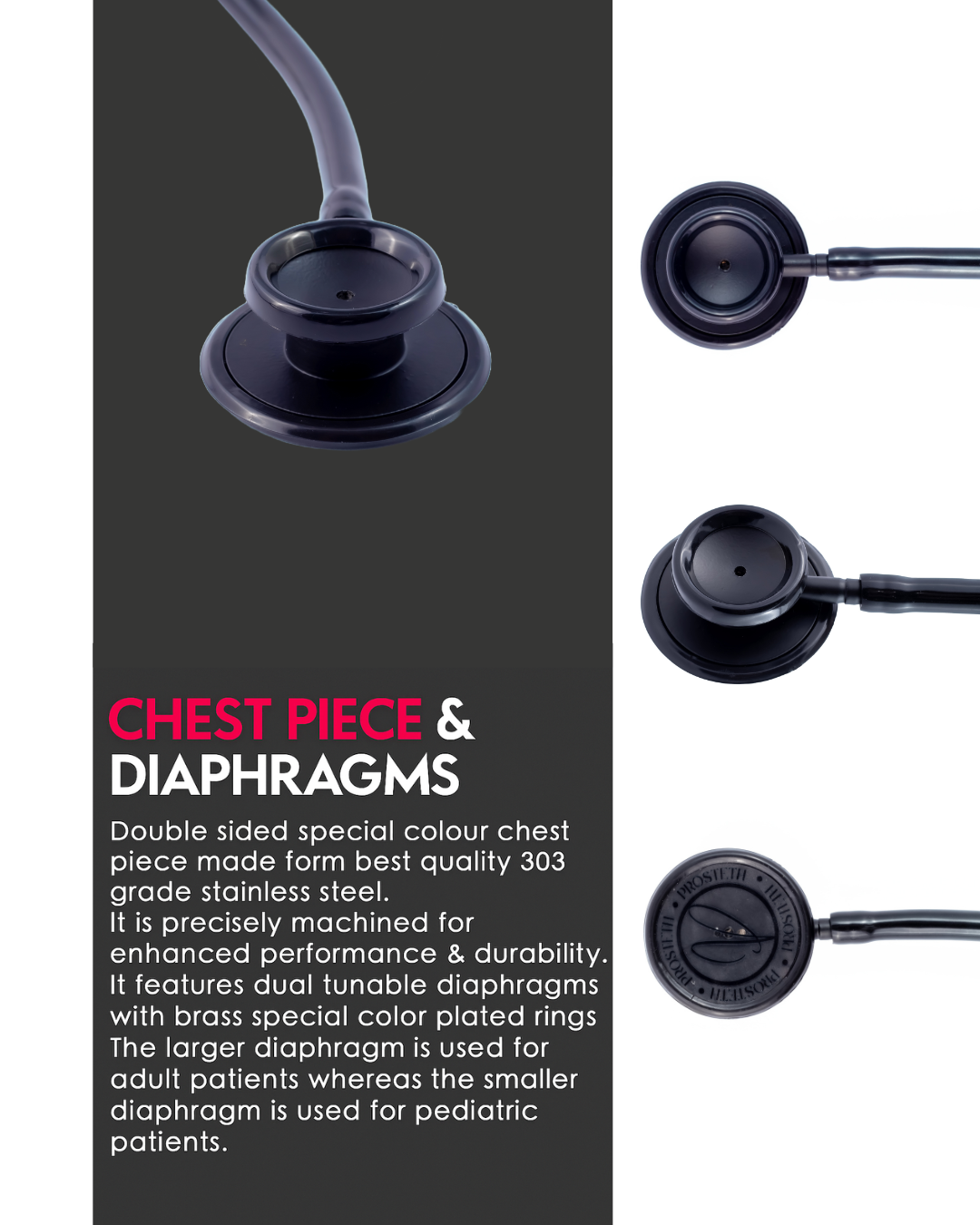 PROSTETH ELITE I SS Stainless Steel Stethoscope - Black Edition