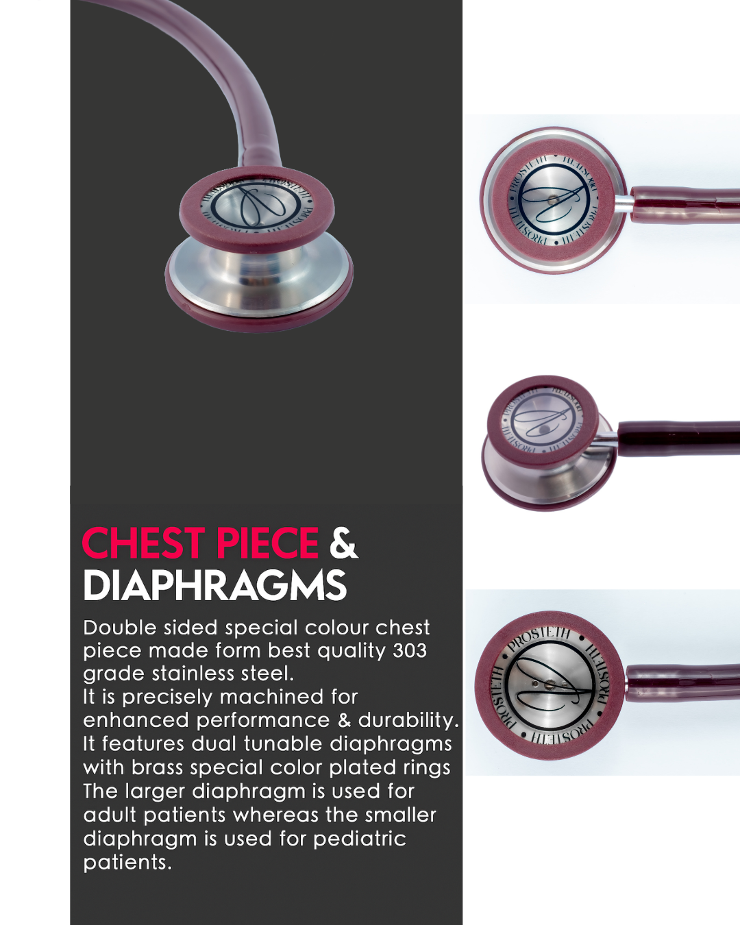 PROSTETH ELITE I PRO CARDIO SS Stainless Steel Stethoscope + Free Thermometer