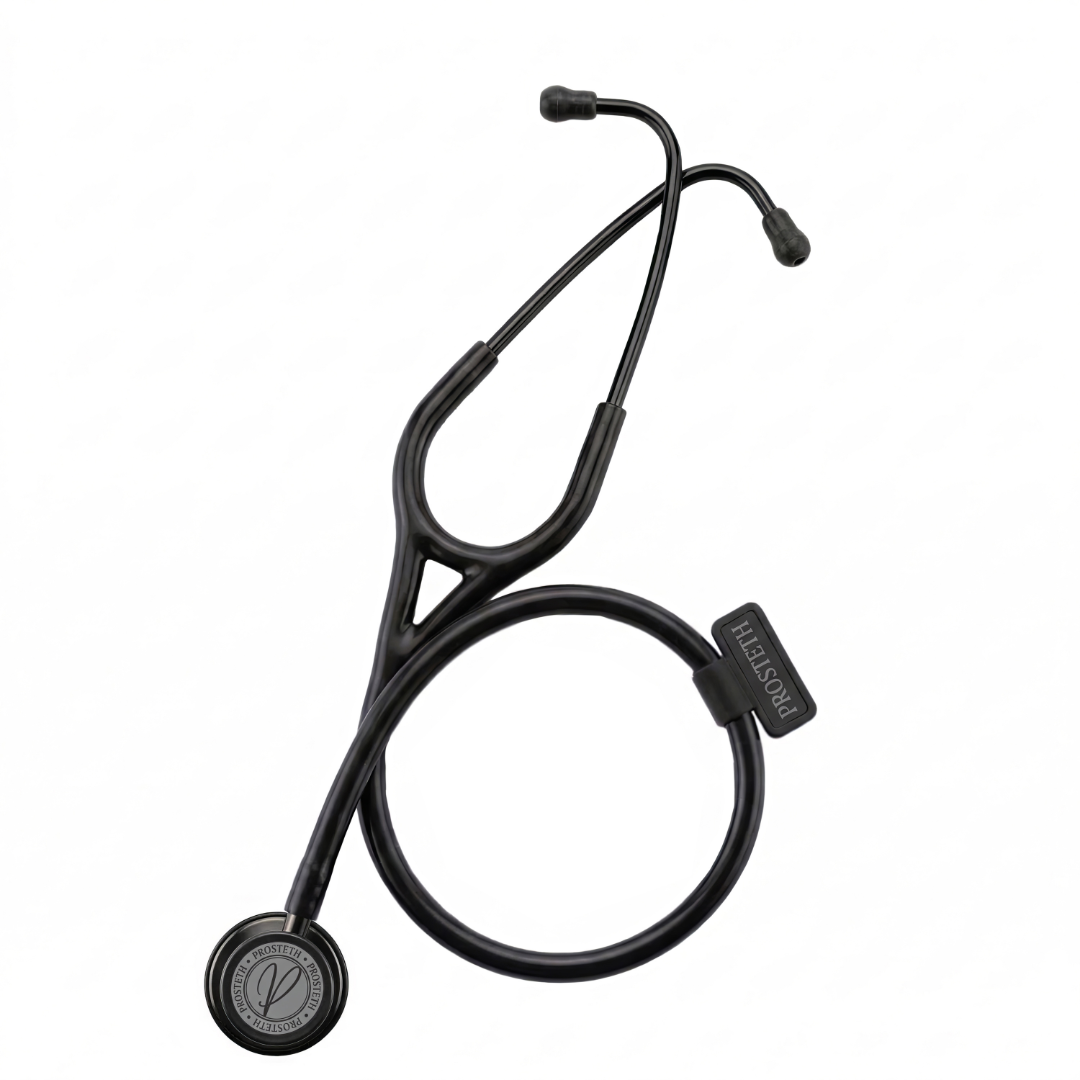 PROSTETH ELITE I SS Stainless Steel Stethoscope - Chrome Edition + Free Thermometer - Black Colour