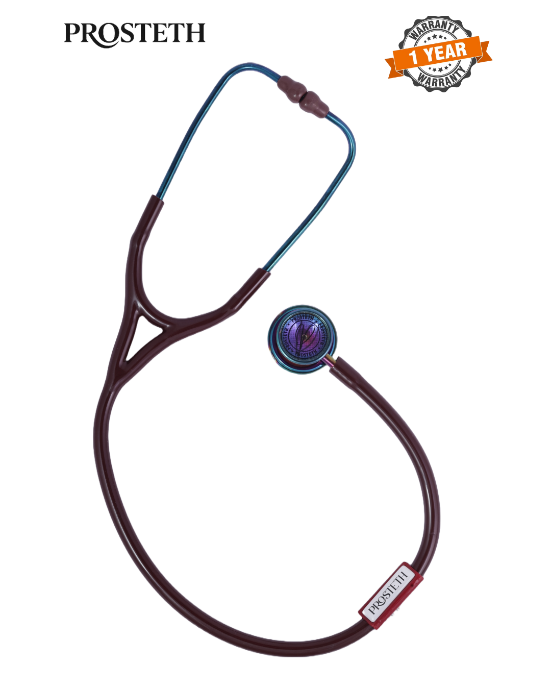 PROSTETH ELITE I SS Stainless Steel Stethoscope - Phoenix Edition + Free Thermometer - Brown Colour